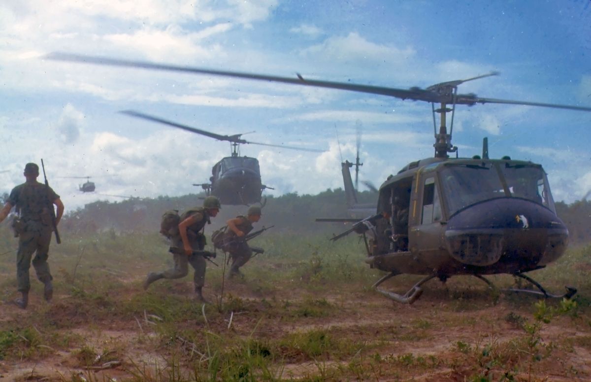 UH-1D helicopters and infantry in Vietnam, 1966
